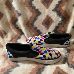 Mudd slip on checkered color canvas style shoes Size 8
